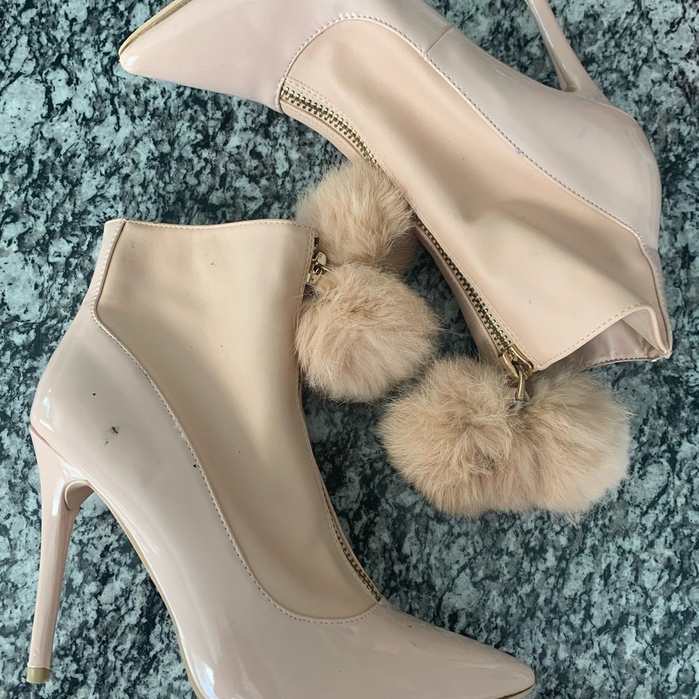 Nude fur bootie